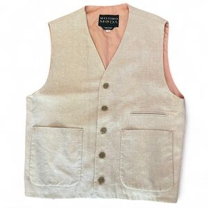 Massimo Moda size small Cream linen vest with pink lining #linenvest